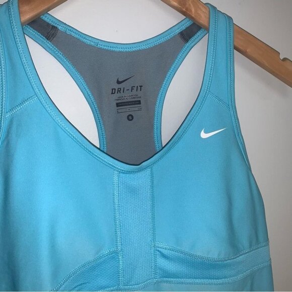 Nike Tank Top Built-in Sports Bra Lightly Padded Racerback Blue Women Size Small - Picture 4 of 7